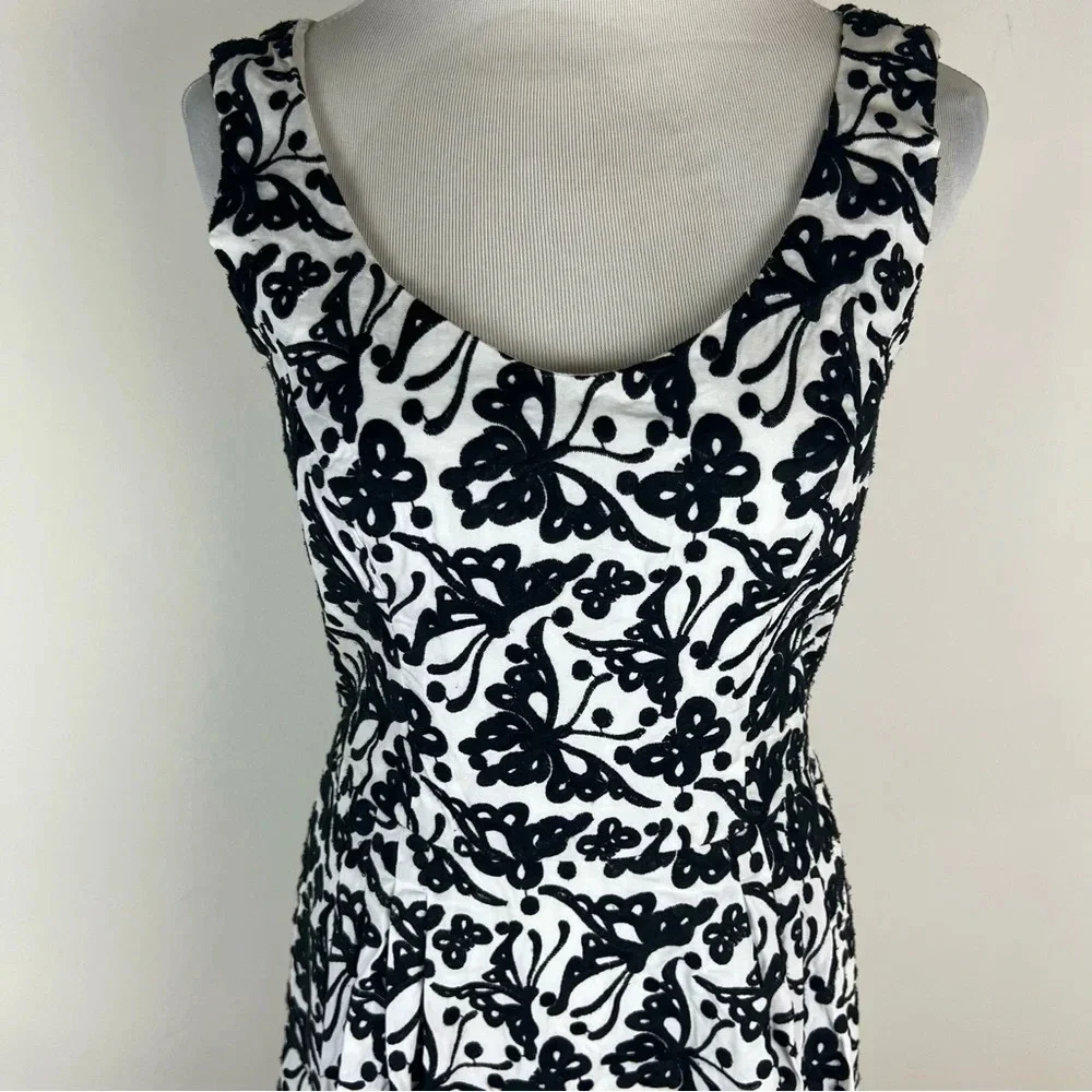 Vintage Betsey Johnson Black & White Butterfly Embroidered Dress Size 6 - Picture 2 of 7